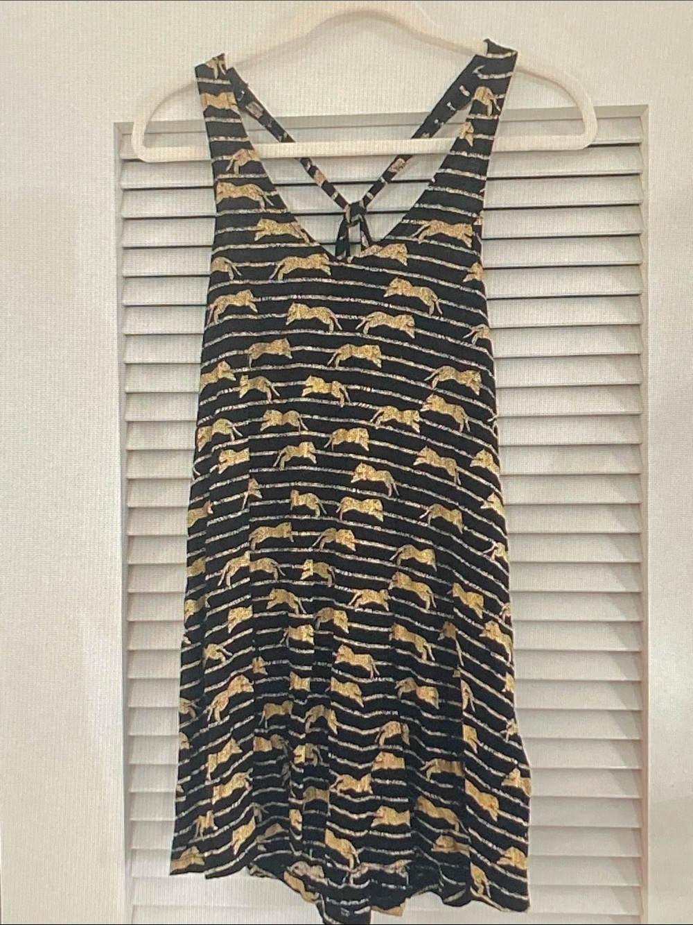 H&M Black and Gold Striped Animal Print Tunic